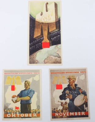 Auktion 367<br>3x WHW-Blätter, 3. Reich, ca. 15 x cm [1]