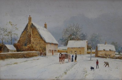 Auktion 367<br>Richard SIMM (1926-2019), Winterlandschaft, Öl/Kupfer, gut gerahmt, RG ca. 22 x 27cm [1]