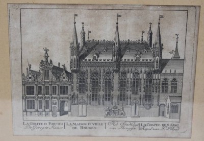 Auktion 367<br>alter Stich, Rathaus von Brügge, 17./18. Jhd. , gerahmt/Glas, RG 26 x 34cm [1]