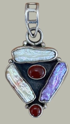 Auktion 367<br>Anhänger, Silber-925-, div. Steine, H-ca. 5 cm, 23,6 gr [1]