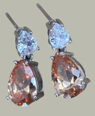 Auktion 367<br>Paar Ohrstecker, Silber-925-, braune und klare Steine, Schieber fehlen, L-2,5 cm, 7,6 gr [1]