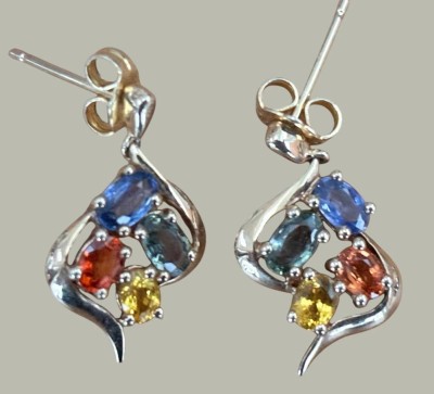 Auktion 367<br>Paar  Silber-925- Ohrhänger, vergoldet, Farbsteine, 4,2 gr. [1]