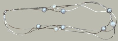 Auktion 367<br>Silbercollier-925-, weisse und graue Perlchen, Kronenmarke 22,4 gr [1]