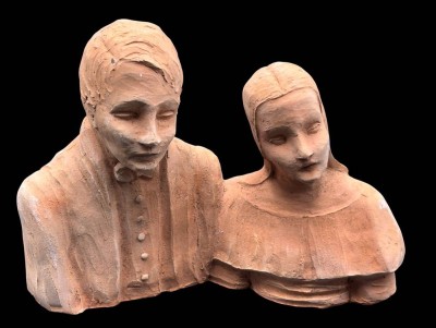 Auktion 367<br>Junges Paar, Terrakotta-Büste, H-14 cm, B-19 cm [1]