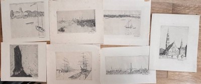 Auktion 367<br>Willi GEIGER (1878-1971) , 8x div. Radierungen, hpts. Hamburg Motive, nicht alle signiert, ca. 18x22 cm [1]