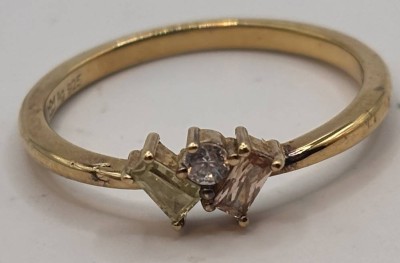 Auktion 367<br>Silberring-925-, vergoldet, klare und gelb-braune Steine, RG 60, 3,2 gr. [1]