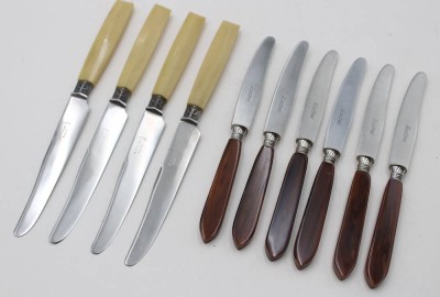 Auktion 368<br>Obstmesser älter, je mit Bakelitgriffen, 4x hell, 6x dunkle Griffe, ca. L-17 u. 20cm [1]