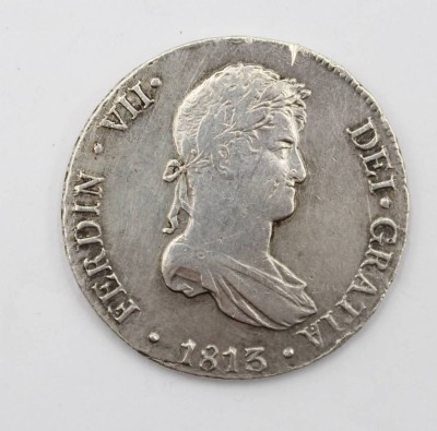 Auktion 368<br>8 Reales Silbermünze, Ferdinand VII., 1813, 263,4gr., D-4cm [1]