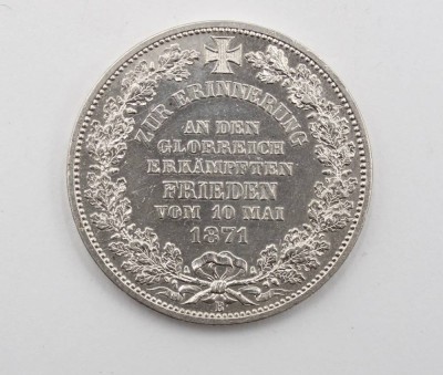 Auktion 368<br>Bremer Siegestaler von 1871, 17,6gr., D-3,5cm [1]