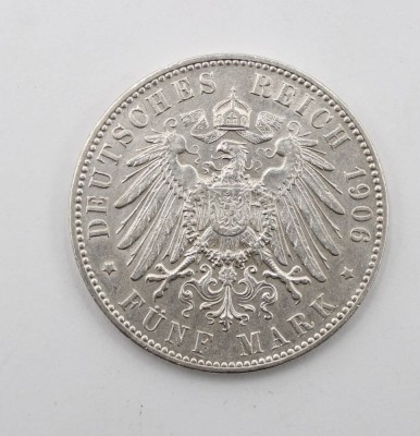 Auktion 368<br>5 Mark-Silbermünze der Freien Hansestadt Bremen, 1906, ca. 27,8gr., D-4cm [1]