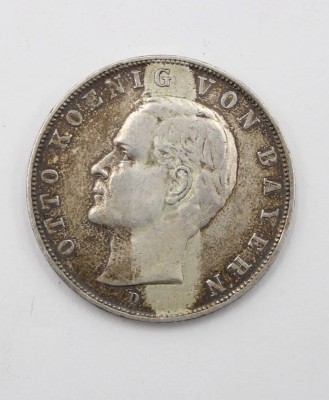 Auktion 368<br>3 Mark, König Otto I. von Bayern, 1909, D-16,6gr., D-3,3cm [1]