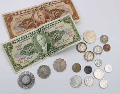 Auktion 368<br>kl. Konvolut Kleinmünzen und 2 Banknoten, Alle Welt [1]