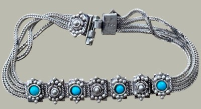 Auktion 368<br>4-fach Silber-Armband-925- mit 4 Türkisen, L-18 cm, 28,2 gr. [1]