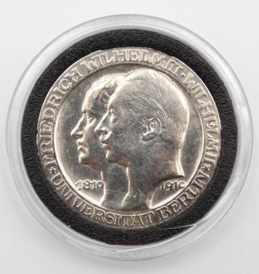 Auktion 368<br>3 Mark 1910, Preussen, Universität Berlin, gekapselt [1]