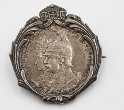 Auktion 368<br>2 Mark 1901, Friedrich und Wilhelm II, als Nadel Klammerfassung [1]