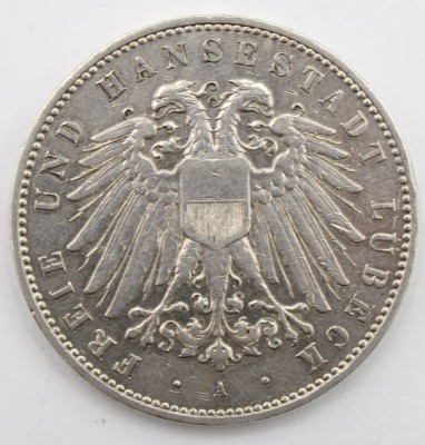 Auktion 368<br>5 Mark 1907, DR,  Hansestadt Lübeck [1]