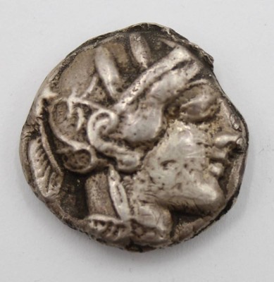 Auktion 368<br>Tetradrachme um 454 - 404 v.Chr.  Attika Athen, verso Eule, Silber geprüft, 24,6 gr., D-ca. 2 cm, Original? [1]