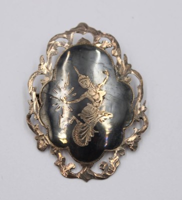 Auktion 368<br>Vintage-Brosche aus Siam-Niello, Sterling, ca. 8,4gr., ca. 5,3 x 4cm [1]