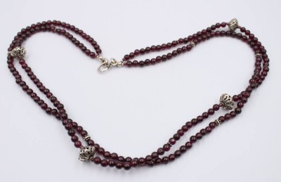 Auktion 368<br>2reihige Granat-Halskette mit Silber-Zierelementen, ca. L-54cm [1]