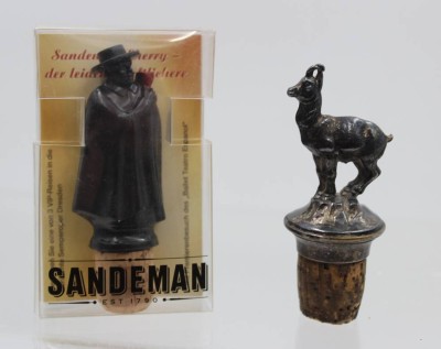 Auktion 368<br>2x figürliche Korkenhalter, Sandemann und 1x Steinbock, ca. H-8,5cm [1]