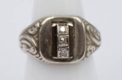 Auktion 368<br>935er Art-Déco Ring, mit 3 Brillanten, 6,2gr., RG 55 [1]