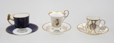Auktion 368<br>3x div. Mokkatassen mit U.T., älter, Weimar, Fraureuth und Tettau, ca. H-8cm [1]