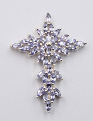 Auktion 368<br>925er Silber Kreuzanhänger mit Tansanite, Thai, L- 4 cm. 5,8 gr. [1]