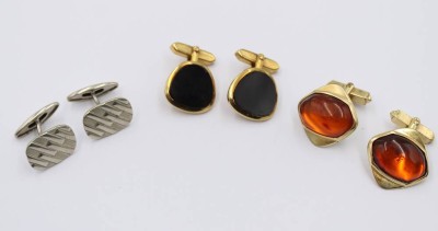 Auktion 368<br>3 Paar div. Manschettenknöpfe, älter,  Modeschmuck [1]