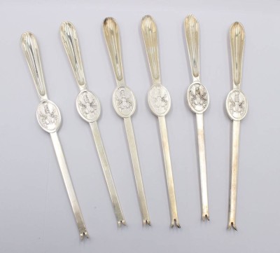 Auktion 368<br>6x Hummergabeln, versilbert, ca. L-19,7cm [1]