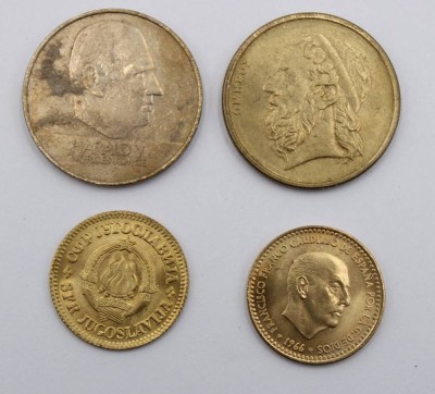Auktion 368<br>4x div. Münzen, Norwegen, Spanien, Griechenland und Jugoslawien [1]