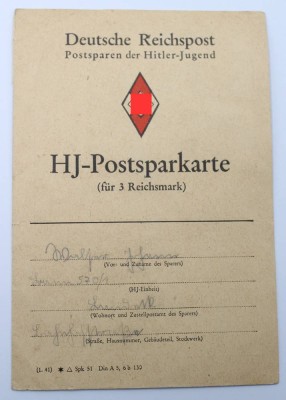 Auktion 368<br>HJ-Postsparkarte, 3. Reich [1]