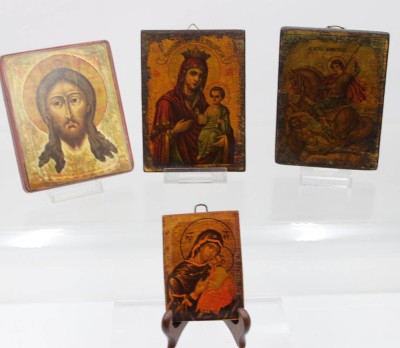 Auktion 368<br>4 kl. Ikonendrucke, neuzeitl., ca. 13 x  10cm [1]