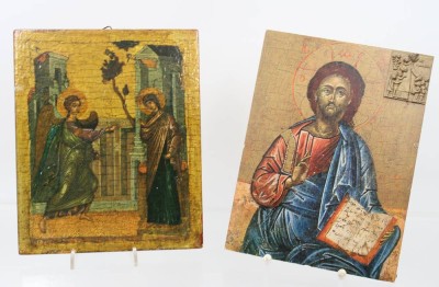 Auktion 368<br>2x gr. Ikonendrucke, neuzeitl. , ca. 23,5 x 9,5cm [1]