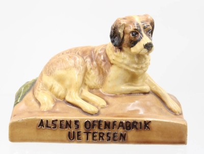 Auktion 368<br>Werbefigur, ALSENS OFENFABRIK UETERSEN, Bernhardiner, Altersspuren, Stand mit Abplatzern, ca. H-12cm B-17cm [1]