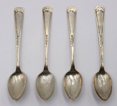 Auktion 368<br>4x Art-Déco Kaffeelöffel, 800er Silber, 49,1gr., Gebrauchsspuren (Druckstellen), ca. L-13,8cm [1]