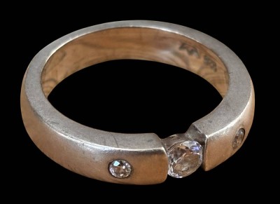 Auktion 368<br>Spannring mit klaren Steinen, Silber-925-, Kronenmarke, RG 57, 8,6 gr [1]