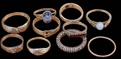 Auktion 368<br>10x div. Silberringe, tw. mit Steinen,  zusammen ca. 32,5 gr. [1]