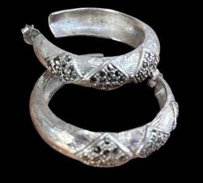 Auktion 368<br>Paar grosse Silber  -925- Creolen, D-ca. 3,3 cm, 23,6 gr [1]