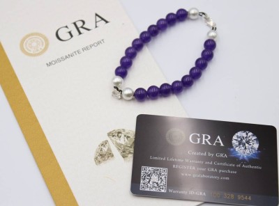 Auktion 368<br>Armband, Achat, mit einem 1 ct Moissanitem anbei GRA-Zertifikat [1]