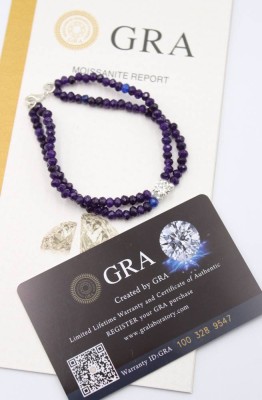 Auktion 368<br>2reihiges Saphire-Armband mit einem 1ct Moissanite , L-19cm, anbei GRA-Zertifikat [1]