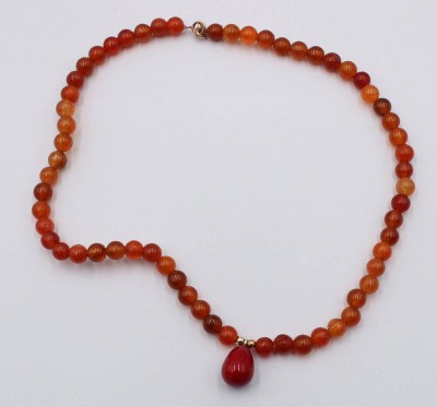 Auktion 368<br>Halskette, Karneol, ca. L-35cm [1]