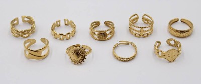 Auktion 368<br>9x Modeschmuckringe, goldfarben, je offene Schienen [1]