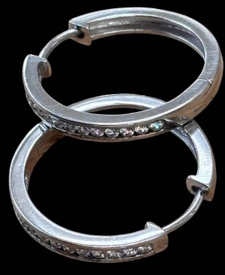 Auktion 368<br>Paar Ohrringe mit Zirkonen, 925er Silber, D.- 2,5cm, 6,5 g. [1]