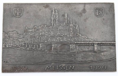Auktion 368<br>Gusseiserne Reliefplatte, 1000 Jahre Meissen, 9 x 14,5cm [1]