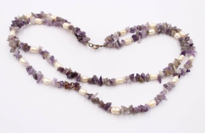 Auktion 368<br>2reihige Halskette, Amethyst und SW-Perlen, ca. L-54cm [1]