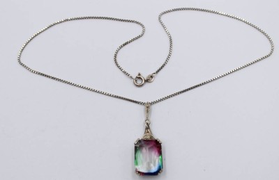 Auktion 368<br>925er Silber-Kette mit Rheinkieselanhänger, ca. L-41cm Anh. L-4cm, ca. 7,2gr. [1]