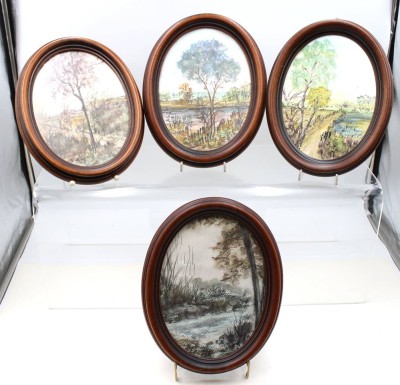 Auktion 368<br>4x Jahreszeiten-Aquarelle, signiert B.Zwick, je oval gerahmt, RG 28,5 x 22,5cm [1]