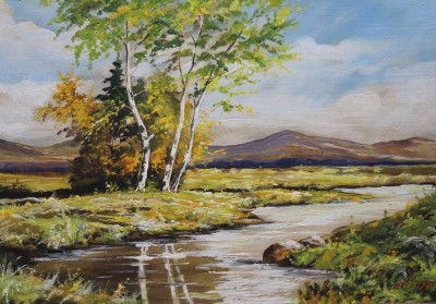 Auktion 368<br>Witt'77, Landschaft, Öl/Hartfaser, gerahmt, RG 29,5 x 37cm [1]