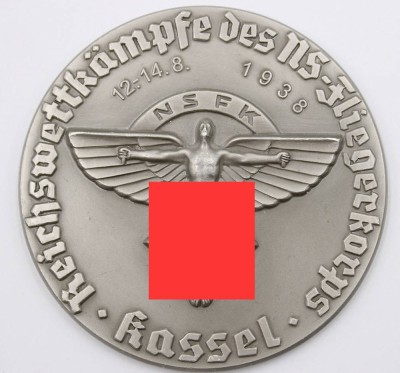 Auktion 368<br>NSFK-PLAKETTE 1938 zu den Reichswettkämpfen des NS-Fliegerkorps, aus der Zeit ?, D-8,1cm [1]