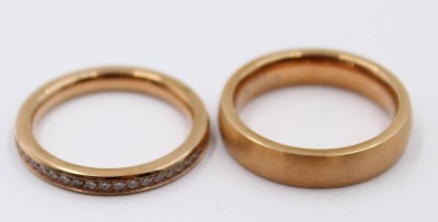 Auktion 368<br>Edelstahl-Ring u. ein vergoldeter Ring, 1x gemarkt Christ, ca. RG 60 [1]